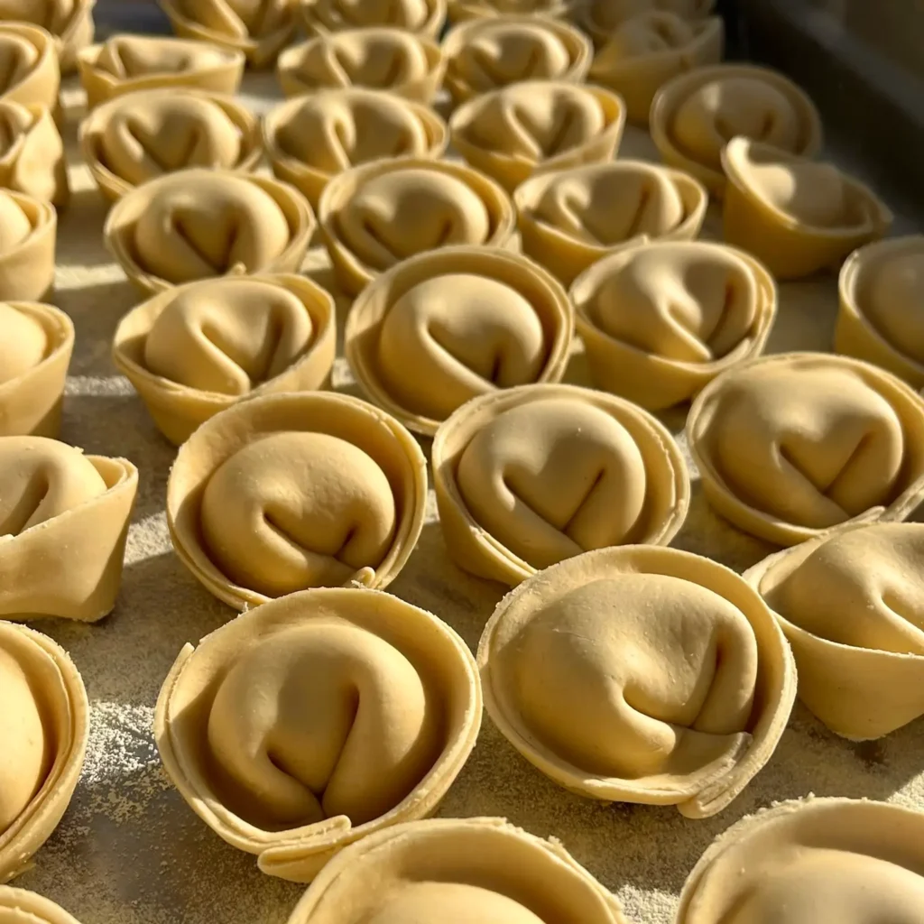 Sveži domači ravioli /tortelloni z rikoto in limonino lupino.